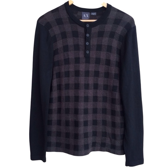 Armani Exchange Merino Wool Blend Checkered Sweater Size Medium - Picture 1 of 6